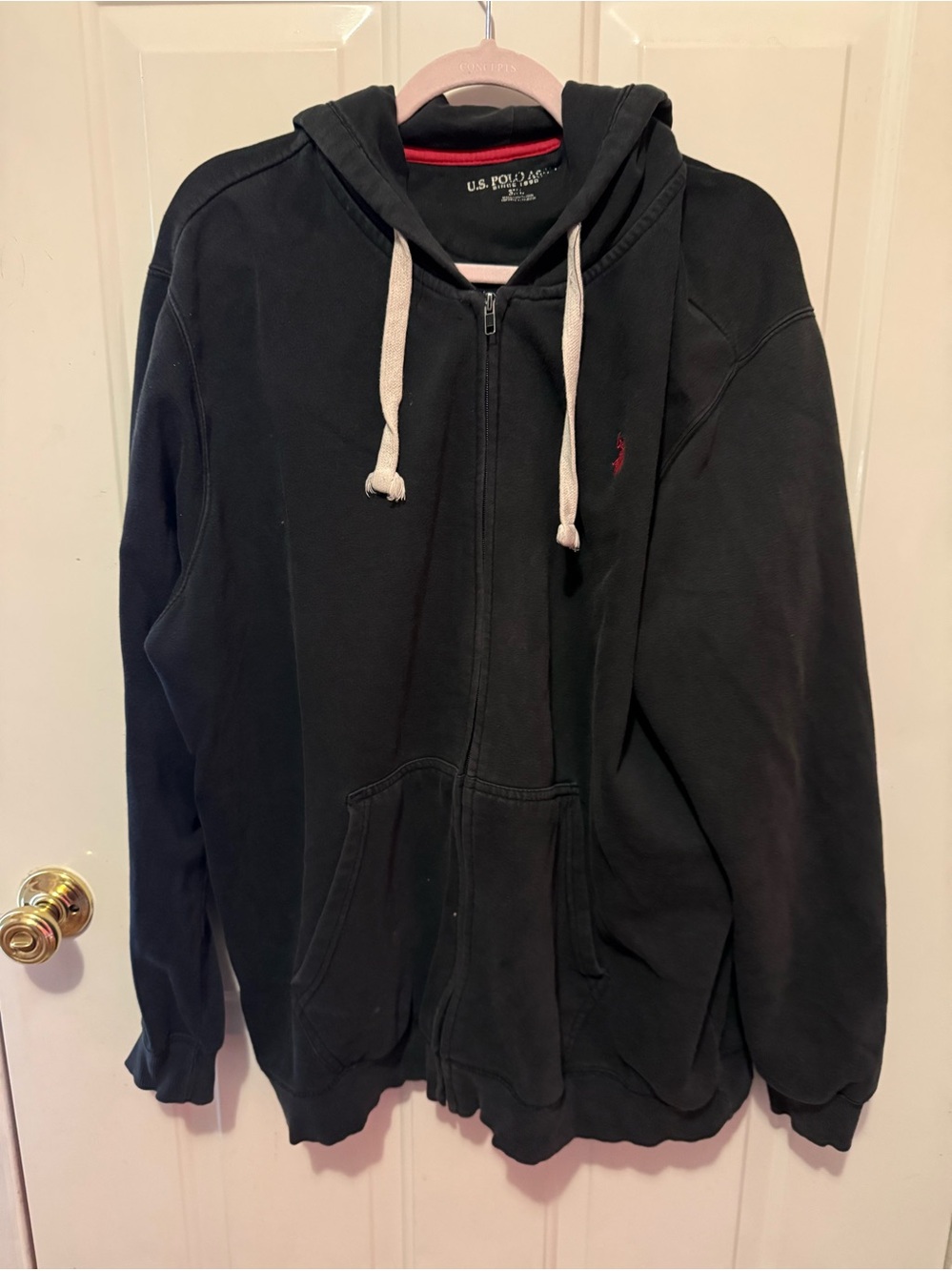 Men’s U.S. Polo Assn. Black zip up Sweatshirt with Red Trim size 3xl